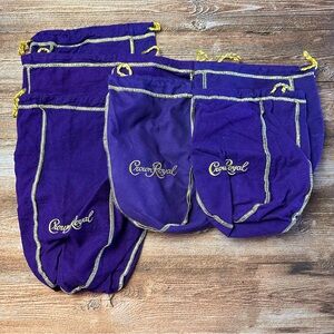 Purple Crown Royal Bag Lot - 7 Bags total, mixed sizes